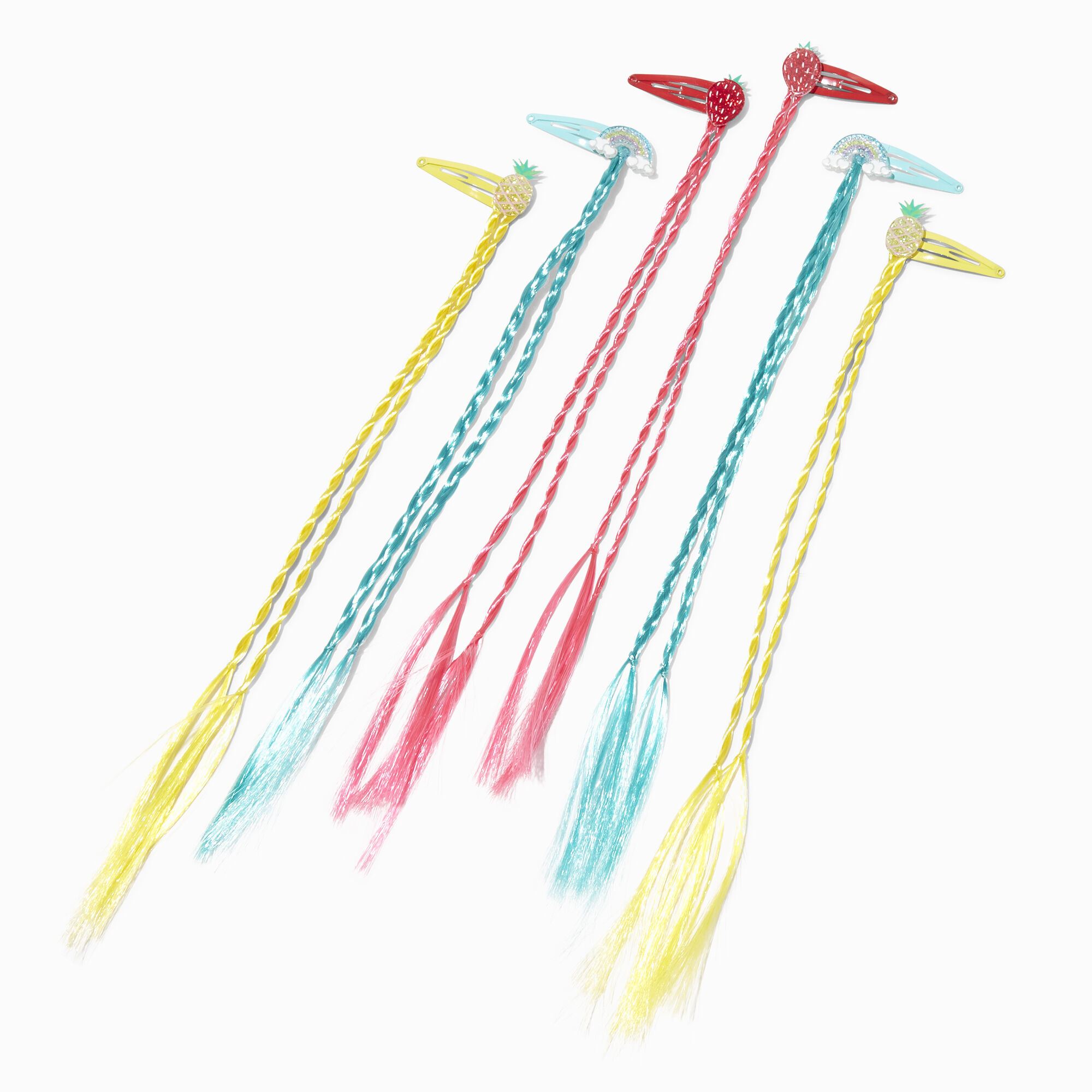 Claire's Club Faux Hair Glitter Fruit Snap Clips (6 pack),