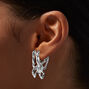 Silver-tone Pearl Butterfly Hoop Earrings ,