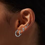 Silver-tone Cubic Zirconia Stud &amp; Clicker Hoop Earring Stackables Set - 6 Pack,