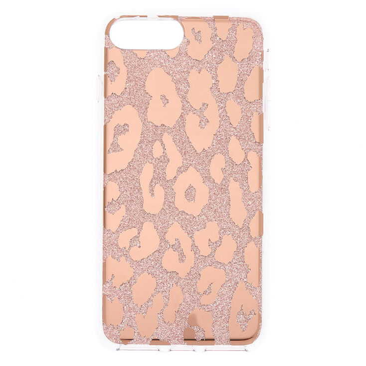 Rose Gold Glitter Leopard Ring Holder Phone Case - Fits iPhone 6/7/8/SE,