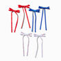Stars &amp; Stripes Long Tail Hair Bow Clips - 6 Pack ,