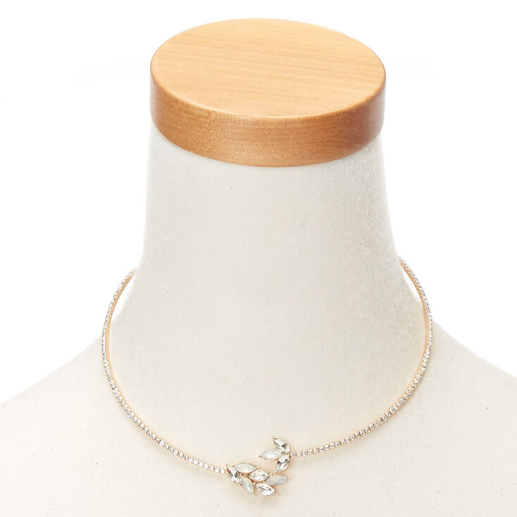 Gold Iridescent Leaf Choker Necklace,