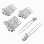 Silver-tone Pearl Hair Combs &amp; Pins - 5 Pack,