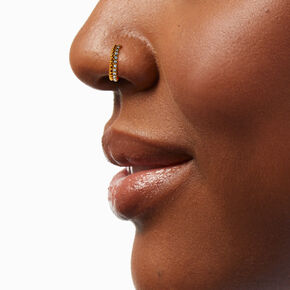 16G Gold-tone Titanium Crystals &amp; Balls Nose Hoop,