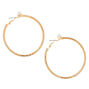 Gold 50MM Pearl &amp; Glass Rhinestone Hoop Earrings,