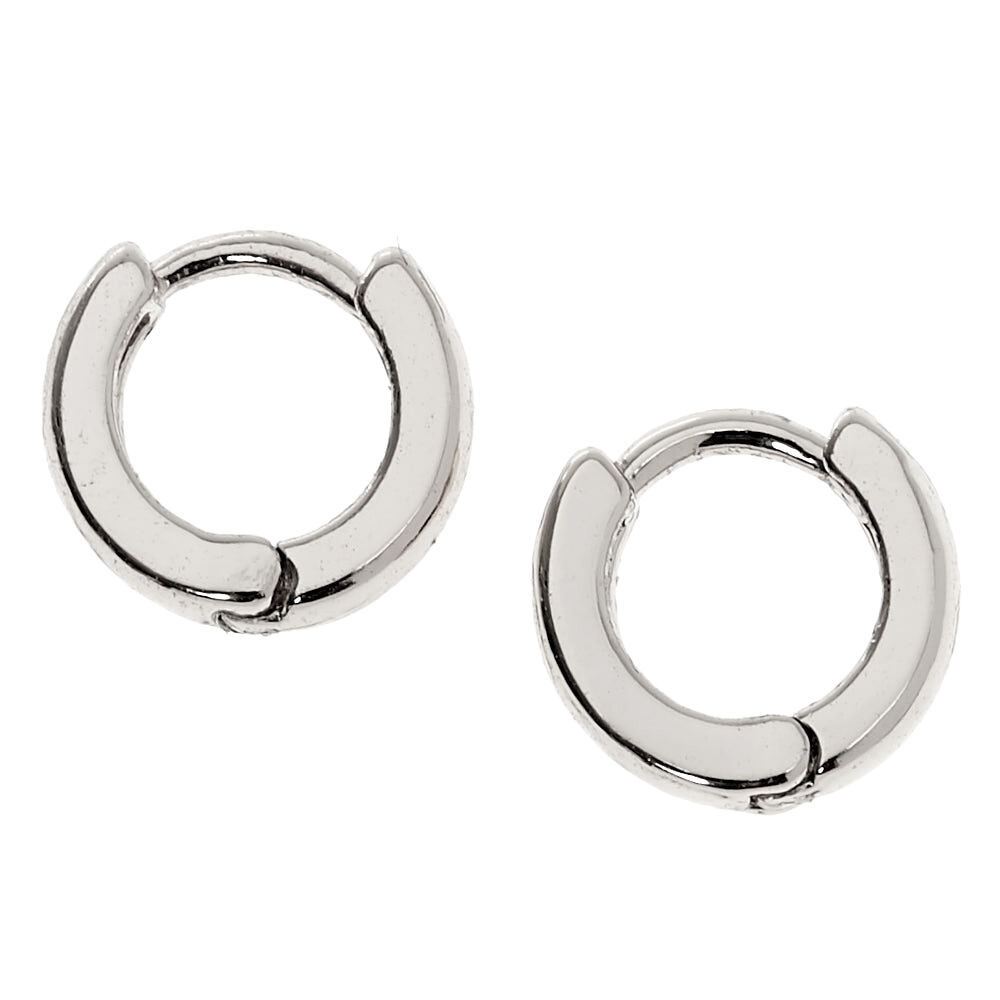 Silver 10MM Huggie Hoop Earrings,
