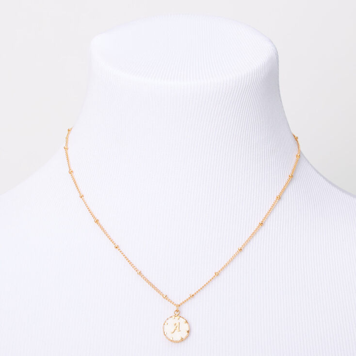 Gold Shell Initial Pendant Necklace - A,