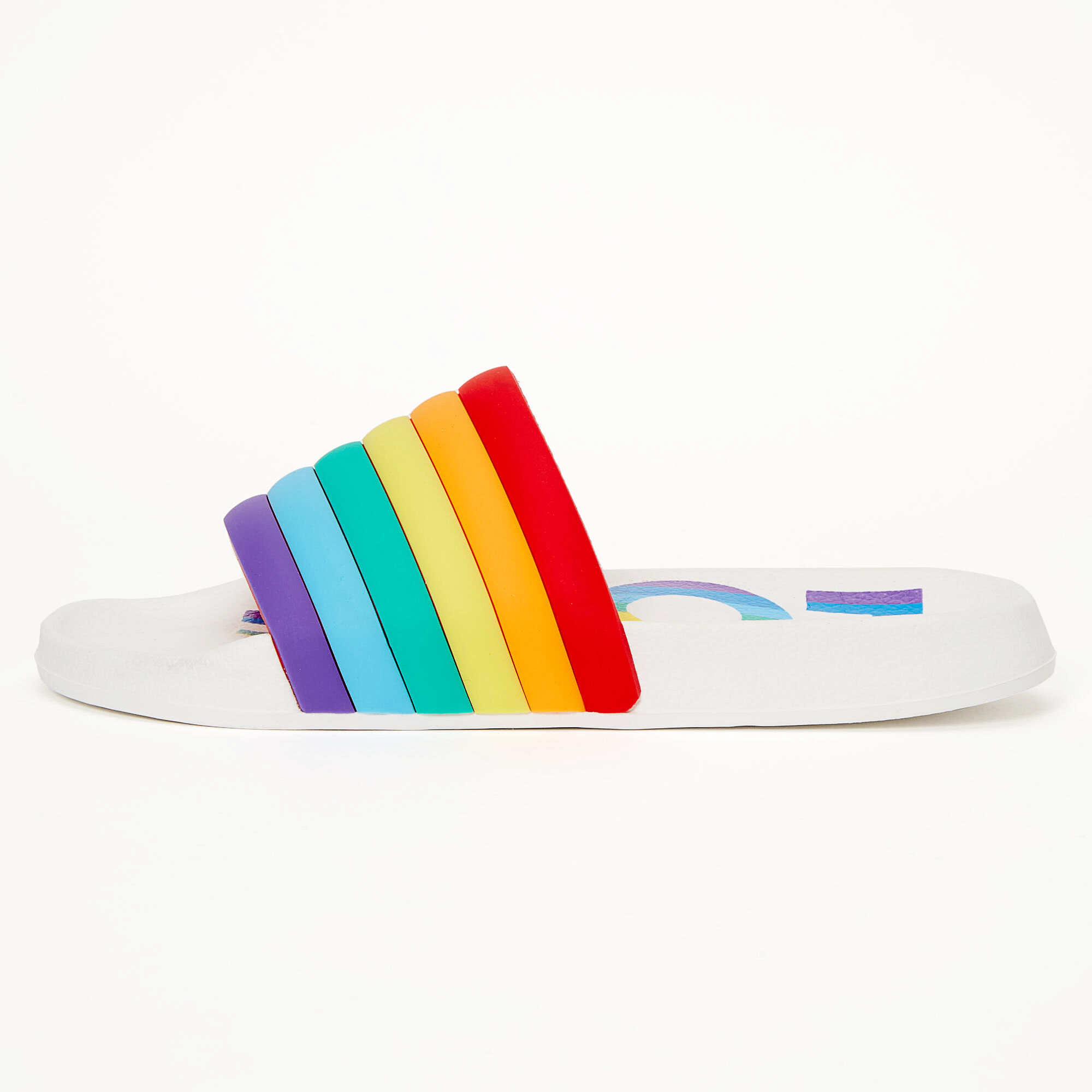 Rainbow Love Slide Sandals | Claire's US