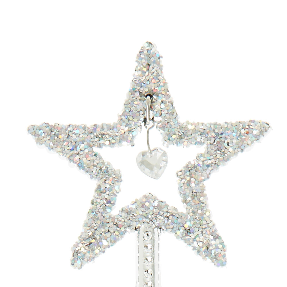 Claire's Club Glitter Star Wand - Silver,