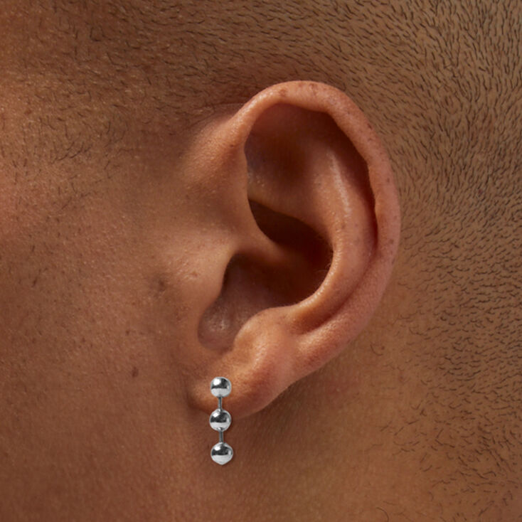 Silver-tone Rhodium Ball Chain 0.5&quot; Drop Earrings,