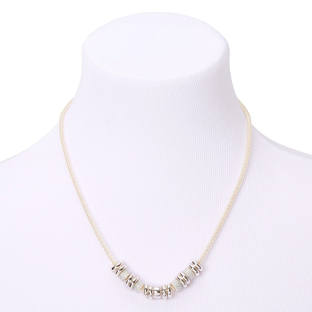 Silver Glitter Ring Statement Necklace,