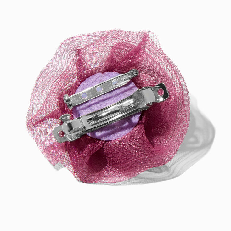 Purple Rosette Flower Hair Clip,
