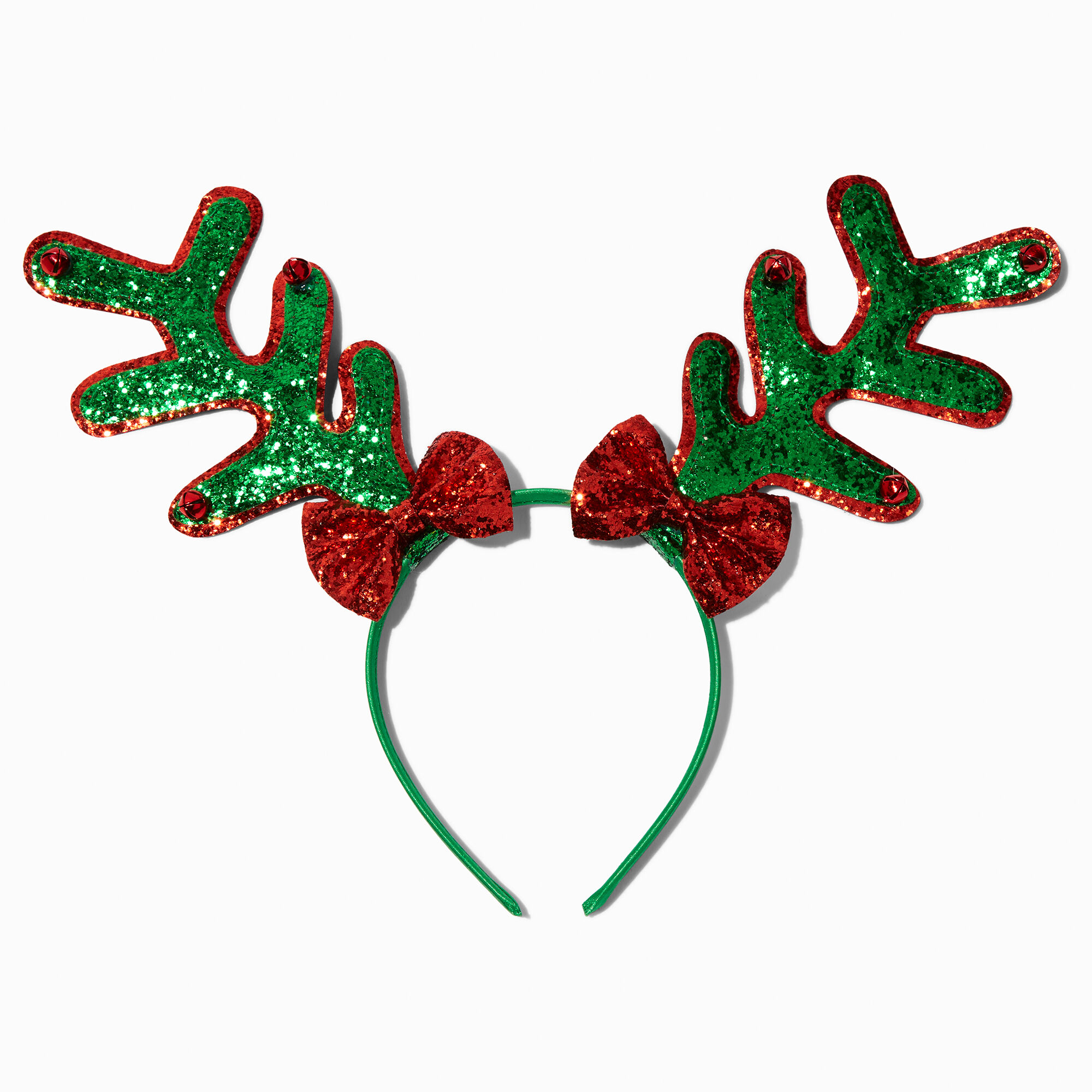 View Claires Green Glitter Reindeer Antlers Headband Red information