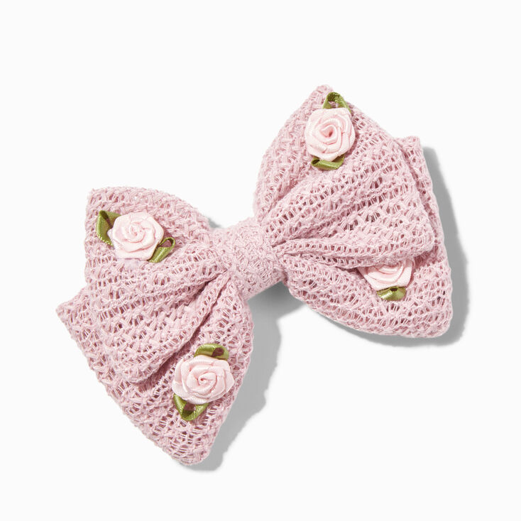 Blush Rosette Crochet Hair Bow Clip,