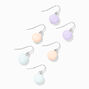 Silver 1&quot; Macaron Drop Earrings - 3 Pack,