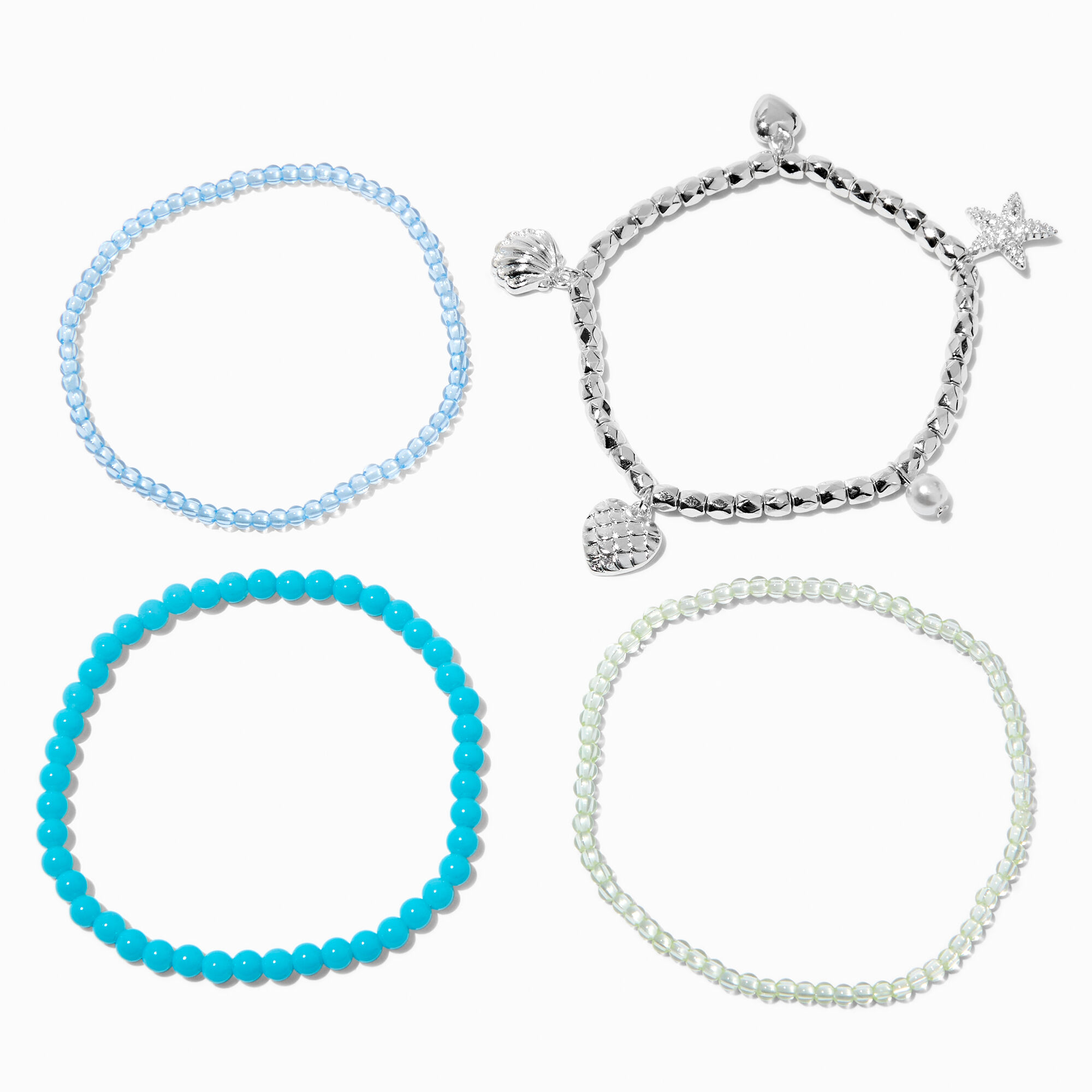 View Claires Mermaid Stretch Bracelets 4 Pack Turquoise information