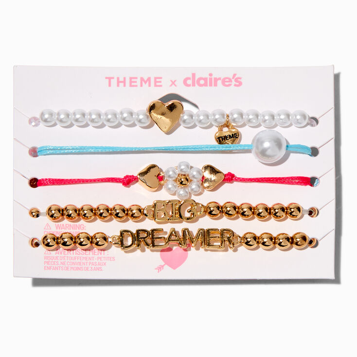 T H E M E x Claire&#39;s &#39;&#39;Big Dreamer&#39;&#39; Beaded Bracelet Set - 5 Pack,