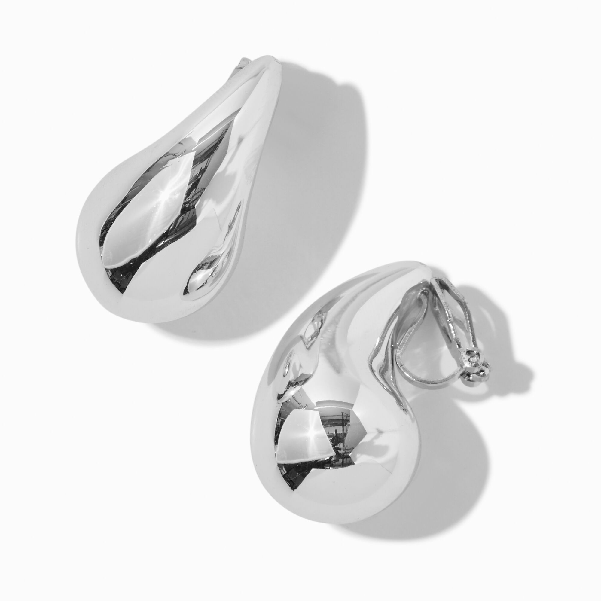 Large silver clip on earrings hot sale