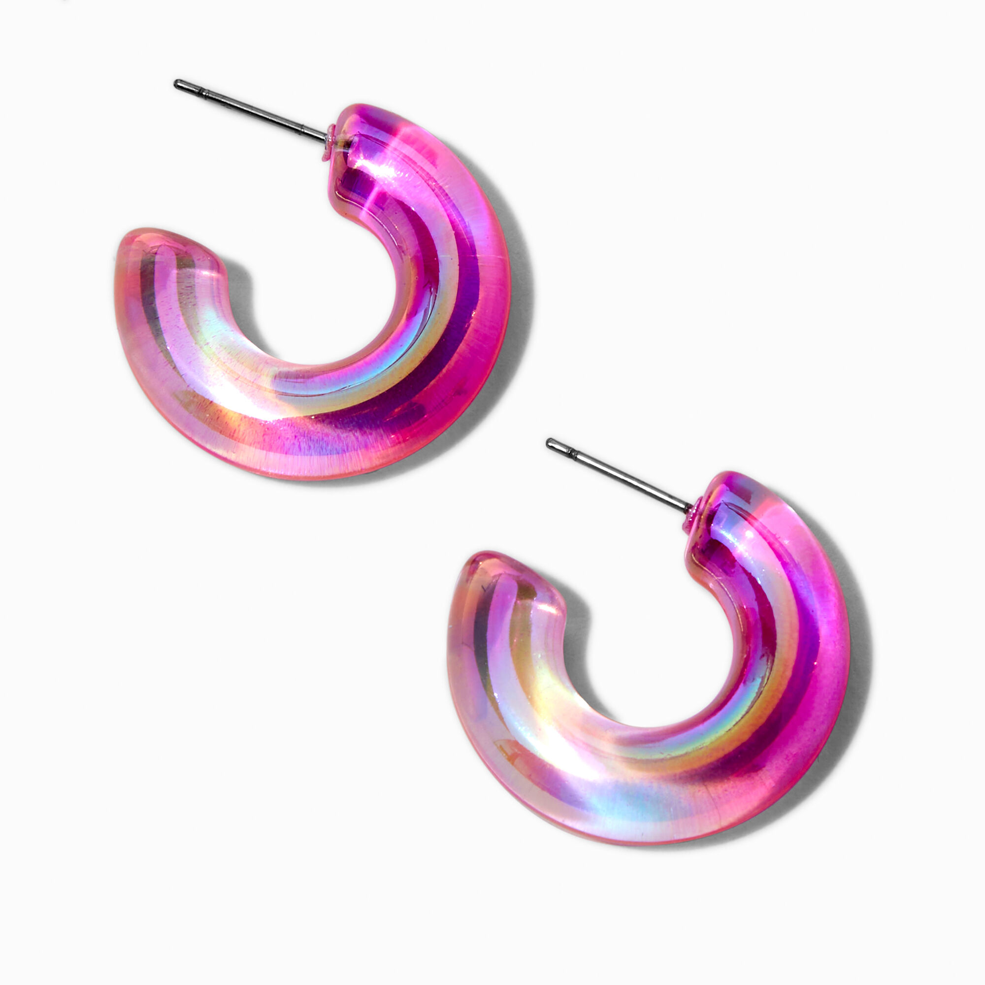 Pink plastic hoop earrings online