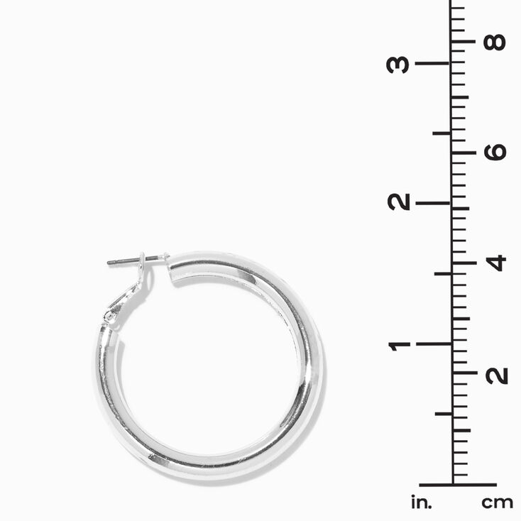 Silver-tone Tube 40mm Hoop Earrings,