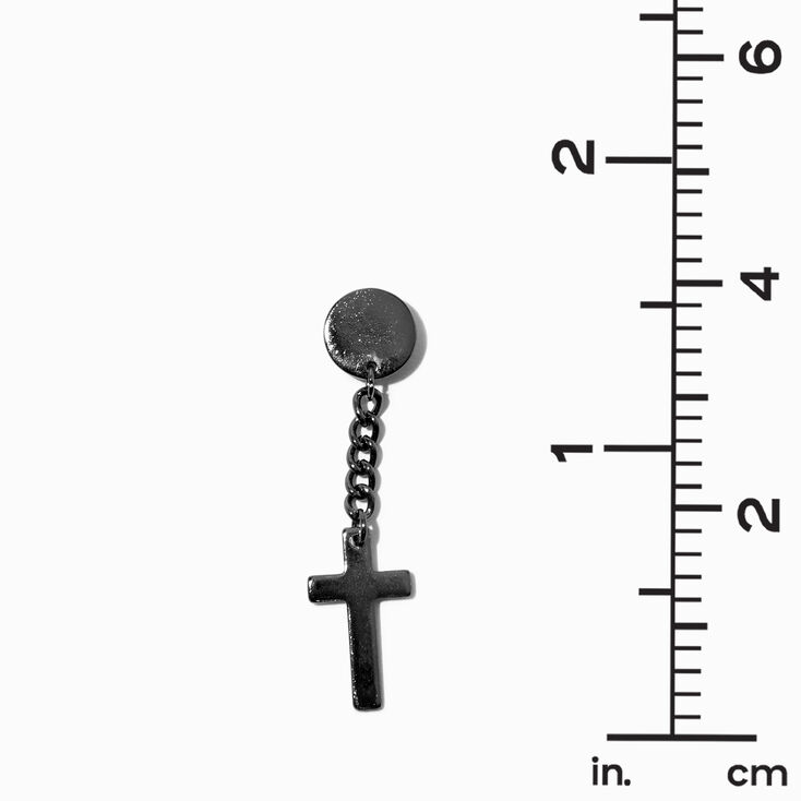 Black Cross Drop Faux Ear Plug Earrings,