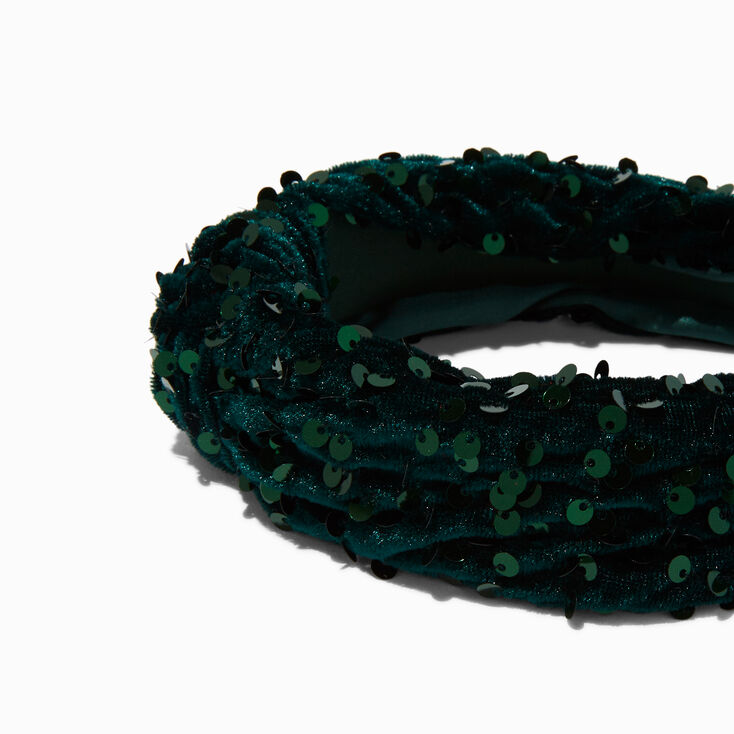 Emerald Sequin Knotted Headband,