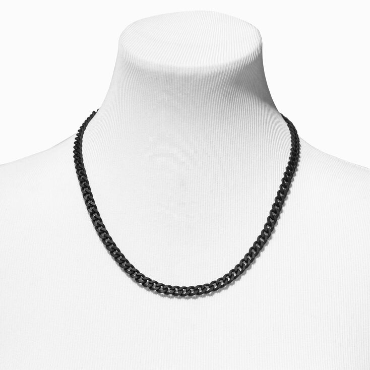Black Curb Chain Necklace,
