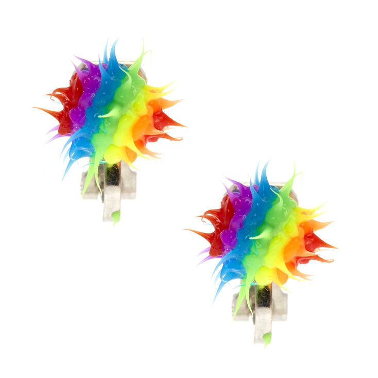 Rubber Spike Clip On Earrings Claire S Us