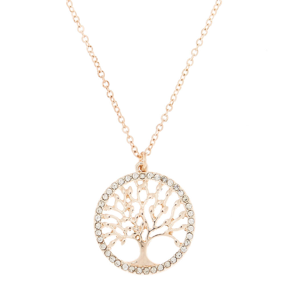 Natural Multicolor Gemstones Round Rose Gold Tree of Life Pendant for Necklace 