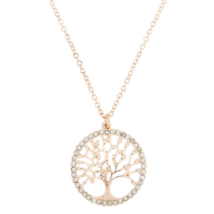 Rose Gold Tree Of Life Pendant Necklace,