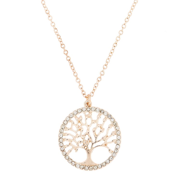 Rose Gold Tree Of Life Pendant Necklace,