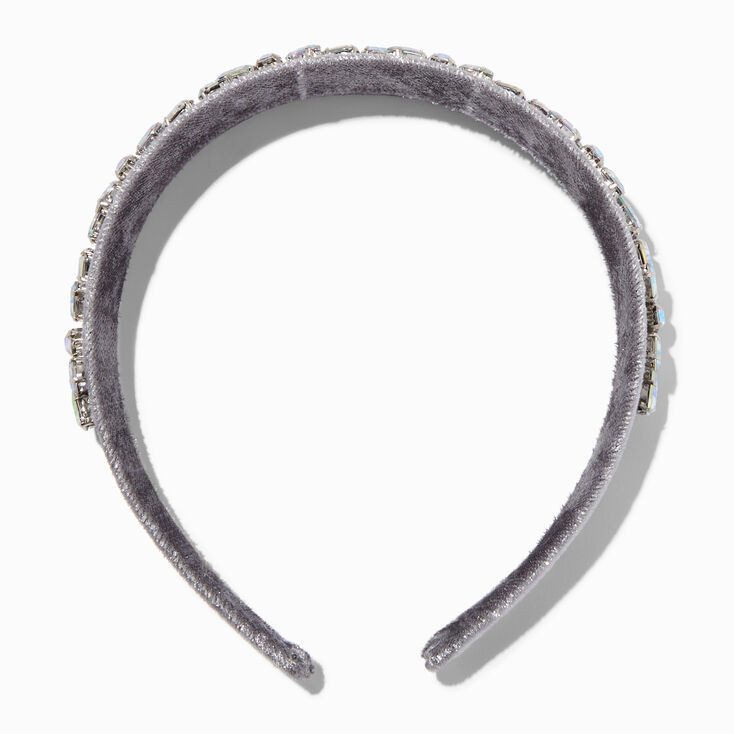 Claire&#39;s Club Silver Velvet Gemstone Headband,