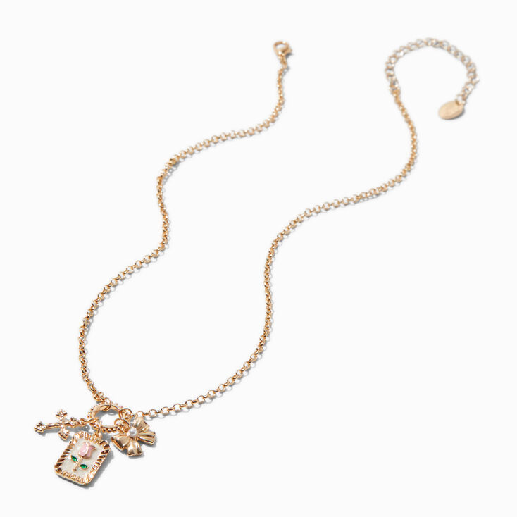Pink Rose Pendant Charm Necklace,