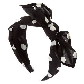 Polka Dot Bow Headband - Black,