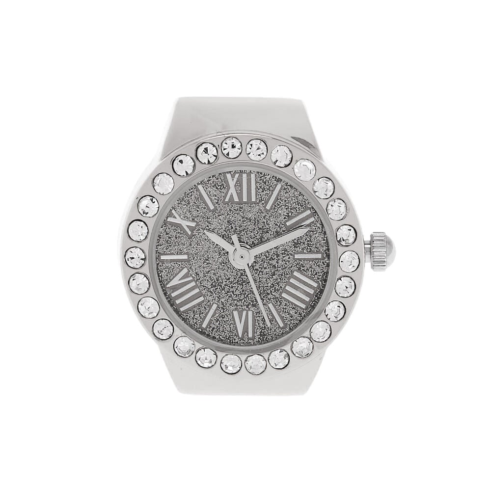 Silver Glitter Ring Watch,