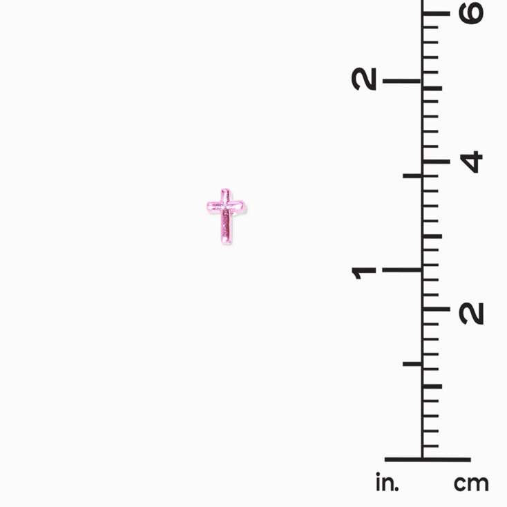 Pink Cross Stud Earrings,