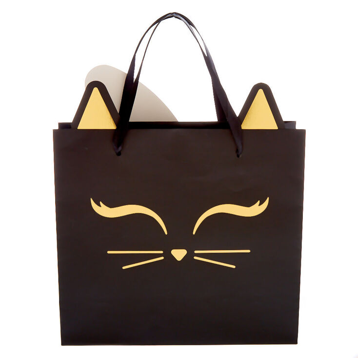 Our company point Becks Matte Kitty Cat Gift Bag - Black | Claire's