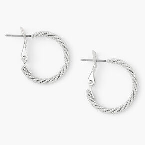 Silver-tone 20mm Laser Cut Twisted Hoop Earrings,