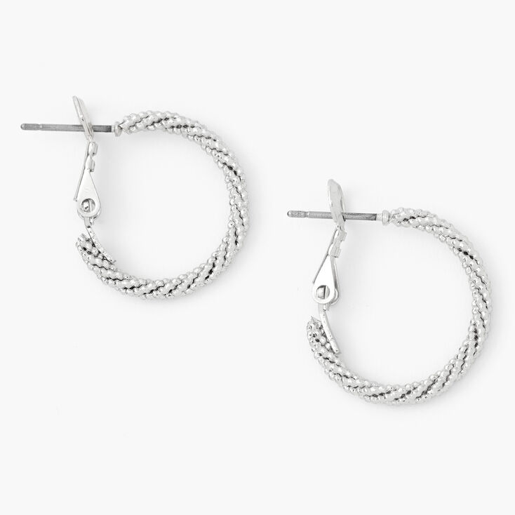 Silver 20MM Laser Cut Twisted Hoop Earrings,