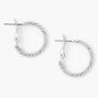 Silver 20MM Laser Cut Twisted Hoop Earrings,