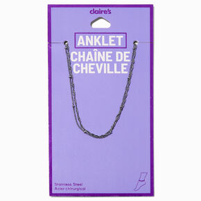 Silver-tone Stainless Steel Multi-Strand Twist Ball Chain Anklet,