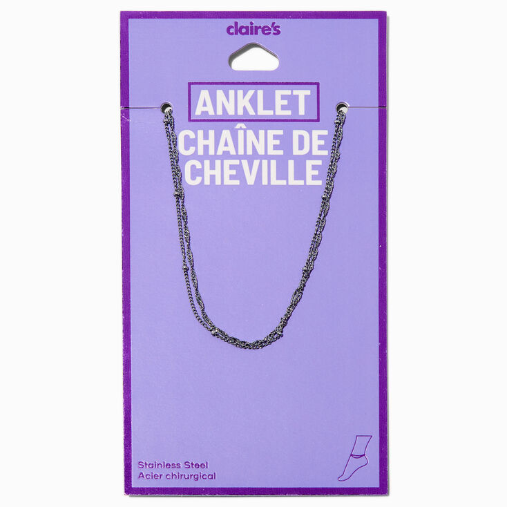 Bracelet de cheville cha&icirc;ne &agrave; boules torsad&eacute;e multi-rangs en acier inoxydable couleur argent&eacute;e,