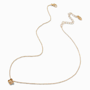 Gold-tone Textured Clover Pendant Necklace,