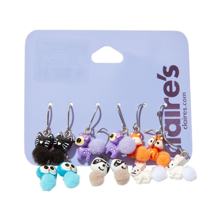 Silver 0.5&quot; Woodland Creature Drop Earrings - 6 Pack,