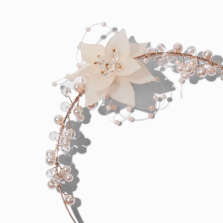 Rose Gold-tone Floral &amp; Pearl Headband,