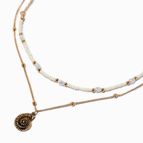Gold-tone Nautilus Shell Pendant Multi-Strand Necklace ,