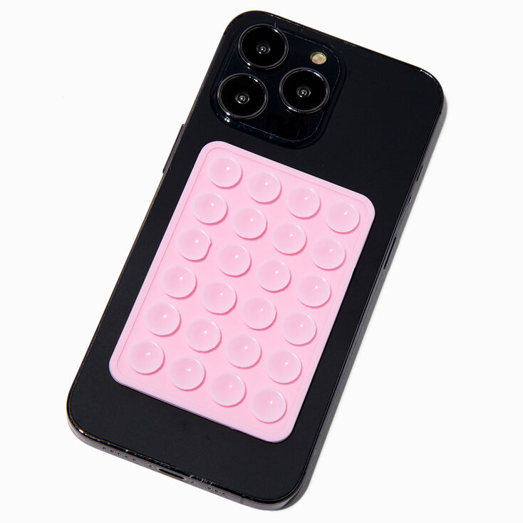 Support adh&eacute;sif pour coque de portable &agrave; ventouse en silicone rectangulaire rose,
