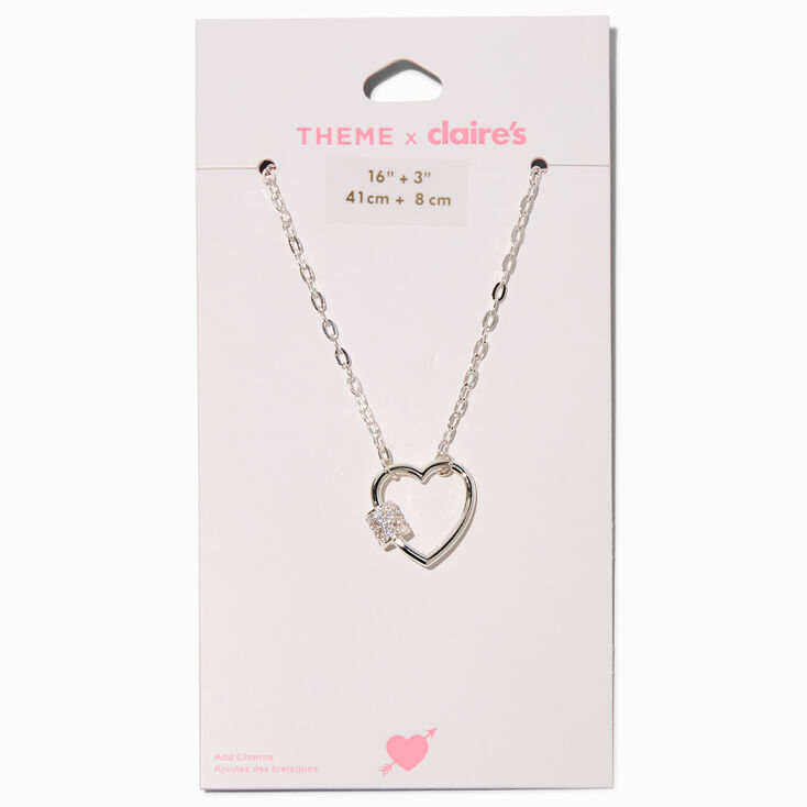 T H E M E x Claire&#39;s Silver-tone Heart Carabiner Necklace,