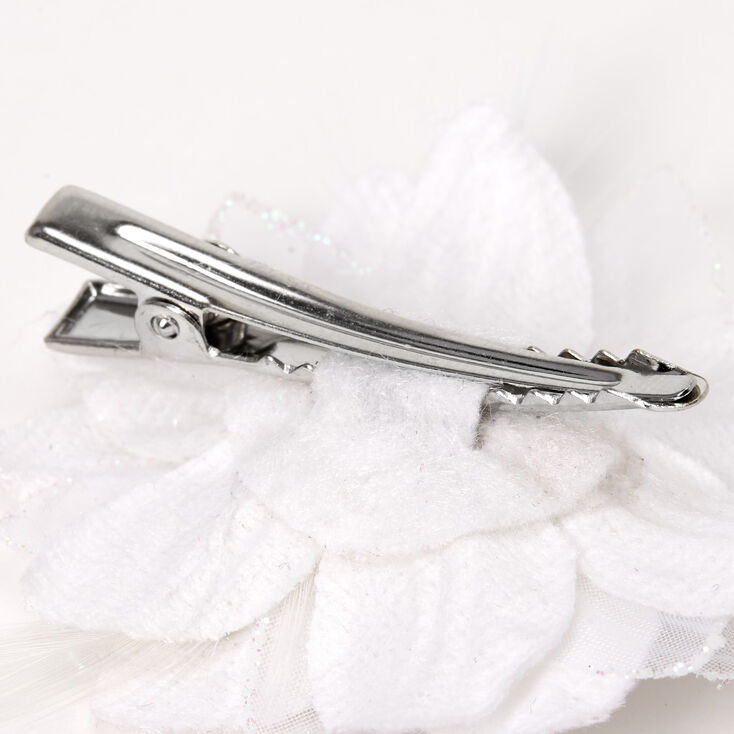 Lily Flower Hair Clips - White, 2 Pack,
