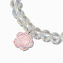 Pink Rose Iridescent Stretch Beaded Bracelet ,